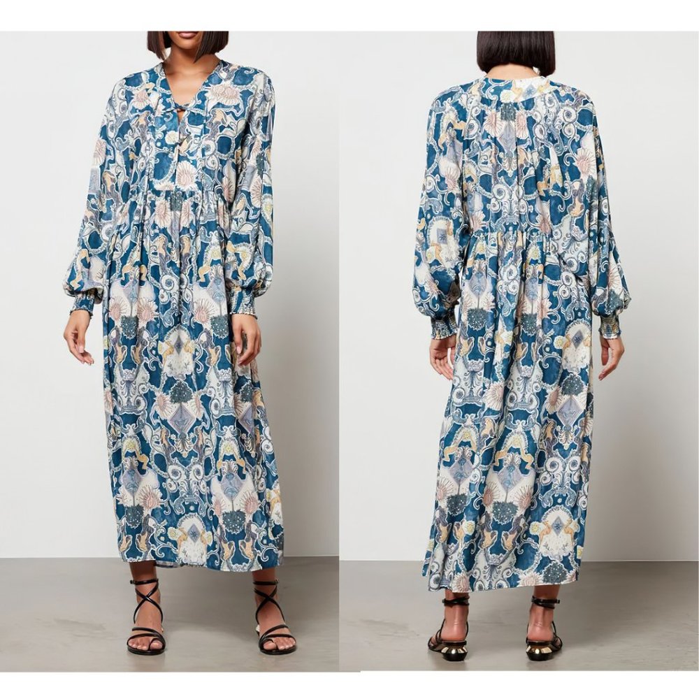 See By Chloé Women's Lovers Print Long Sleeve Midi Floral Dress Blue - Picture 3 of 12